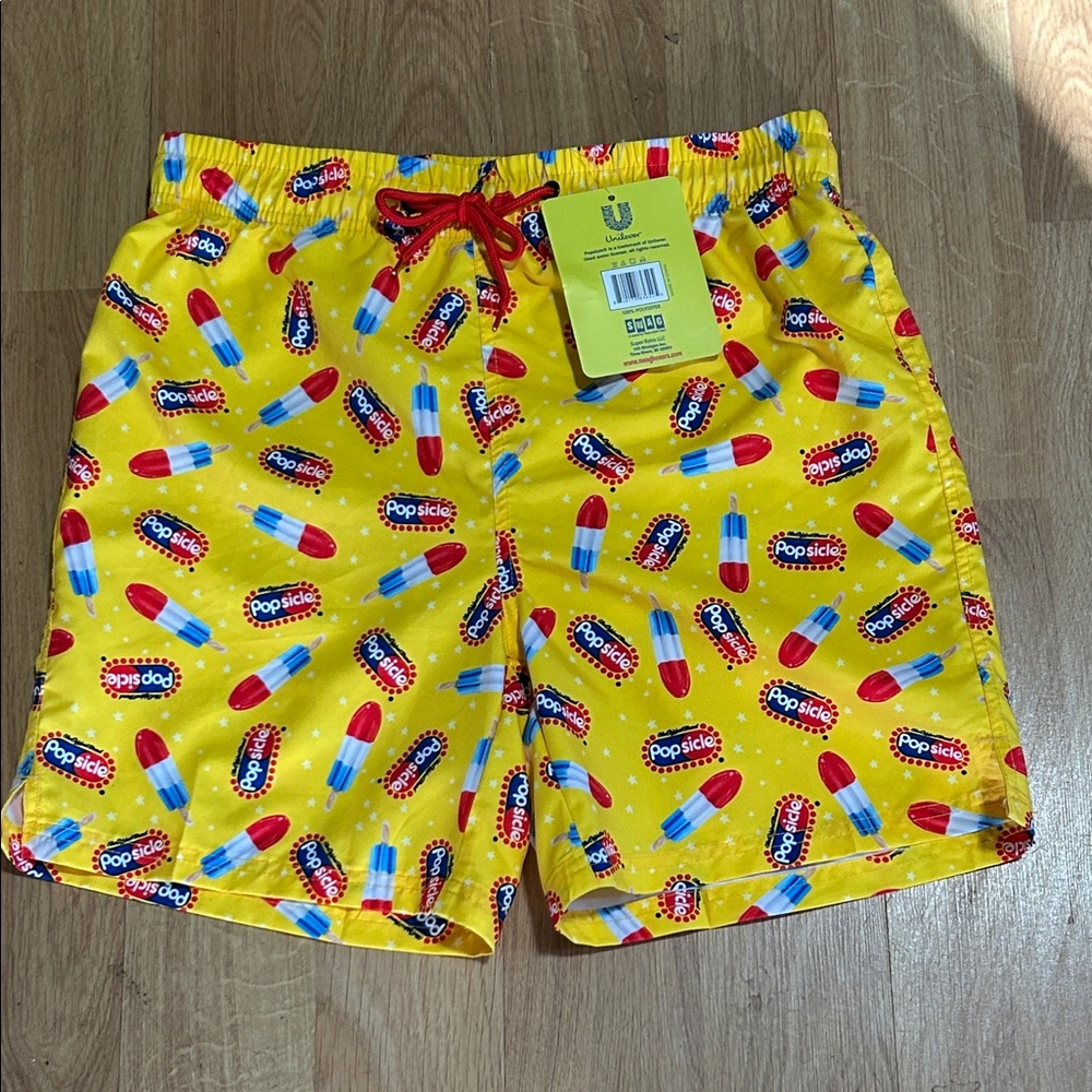 Men’s Yellow Swag Popsicle Print Swim Shorts Size Small NWT